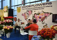 Bust at the booth of Invos Flowers, a flower exporter from Colombia. They export roses, carnation, Hydrangeas, alstroemerias,  Chrysantemos, spray carnation, Solidago, tropical flowers and foliages. Soon they will also supply peonies.